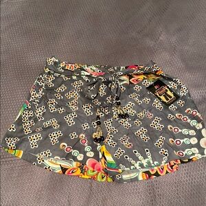 Gray High Waist Belted Shorts with Elastic Waistband